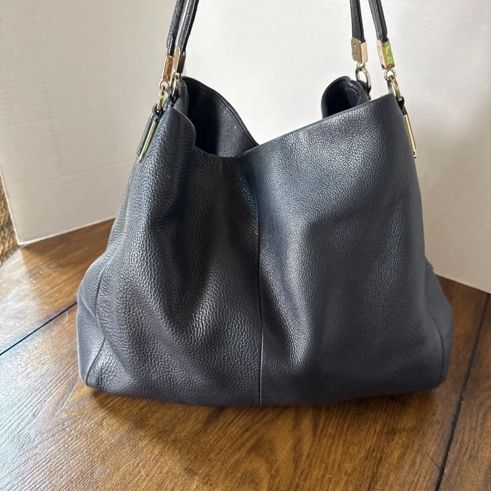 Coach Madison Phoebe Black Pebbled Leather Hobo Tote